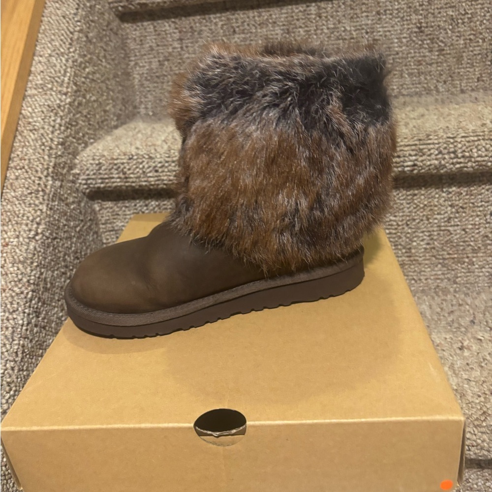 UGG Brown Kids Boots with Faux Fur